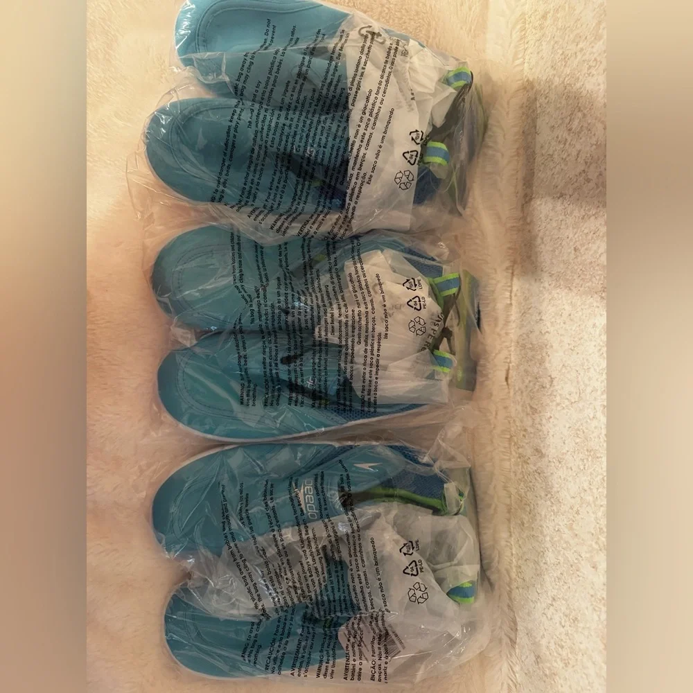 3 pairs ready for summer. Speedo Kids Water Shoes - Aqua and Lime size xl 11-12